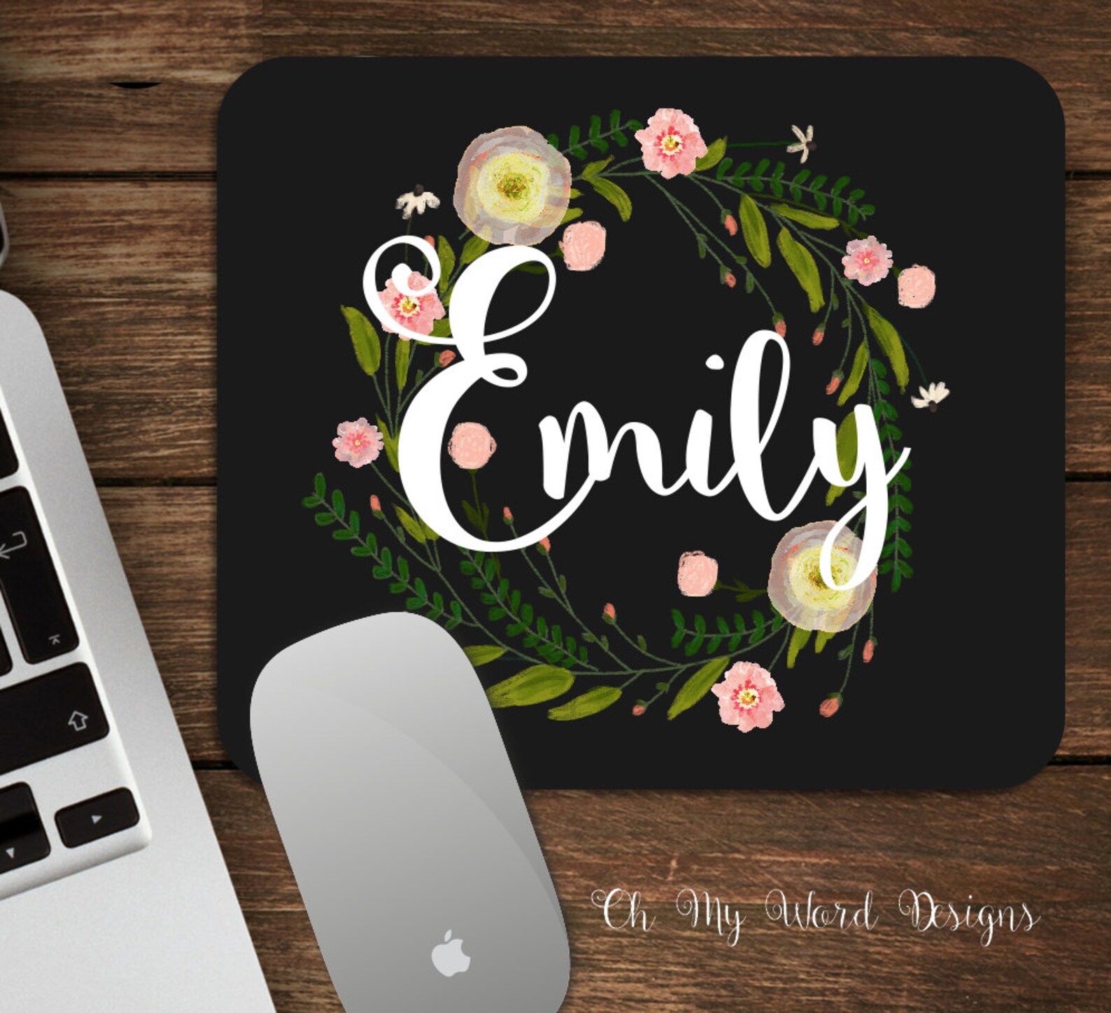 Monogram Mouse Padmonogram Mouse Padpersonalized Mouse Etsy