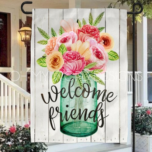 Personalized Garden Flag-welcome Flag-welcome Friends-cottage - Etsy