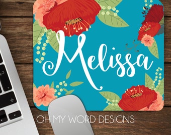 Mouse Pad-Personalizaed Mouse Pad-Personalized Mouse Pad-Desk Accessories-Floral Mouse Pad-Watercolor Flower Mouse Pad-Round Mouse Pad