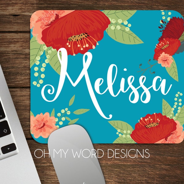 Mouse Pad-Personalizaed Mouse Pad-Personalized Mouse Pad-Desk Accessories-Floral Mouse Pad-Watercolor Flower Mouse Pad-Round Mouse Pad