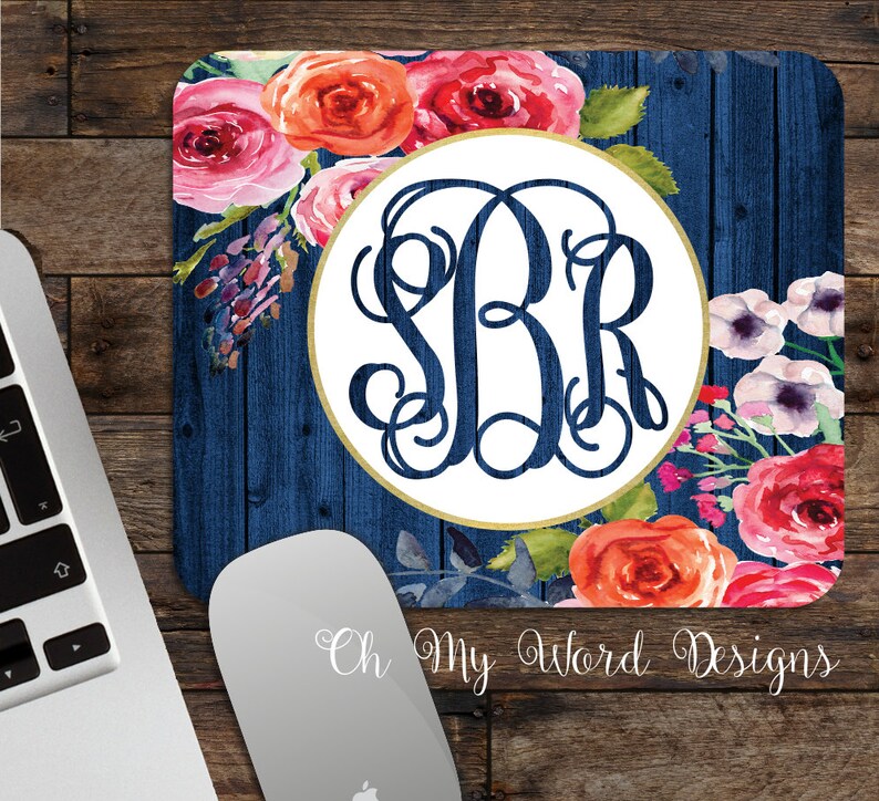 Monogram Mouse Padmonogram Mouse Paddesk Etsy