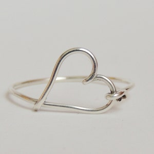 heart ring, love ring, heart sterling silver, wire ring image 5