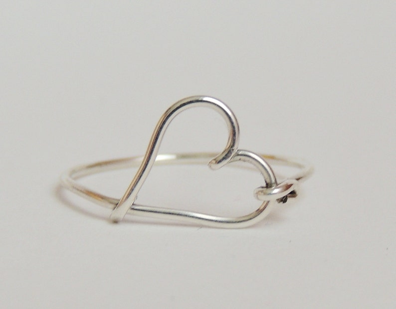 heart ring, love ring, heart sterling silver, wire ring image 5