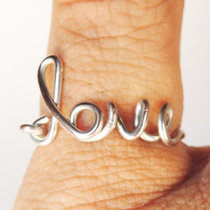 Love ring silver love wire ring love word ring friendship rings love jewelry image 4