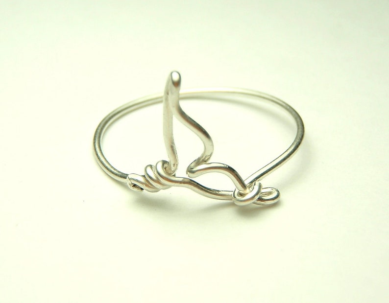 Whale Ring Handmade sterling silver wire 925 sea whale tail orca tail ring gauge 20 image 4