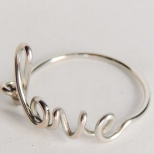 Love ring silver love wire ring love word ring friendship rings love jewelry image 3