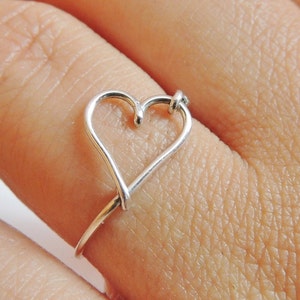 heart ring, love ring, heart sterling silver, wire ring image 4