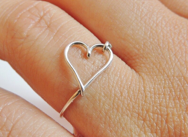 heart ring, love ring, heart sterling silver, wire ring image 4