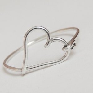 heart ring, love ring, heart sterling silver, wire ring image 2