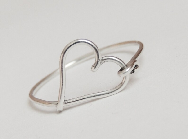 heart ring, love ring, heart sterling silver, wire ring image 2