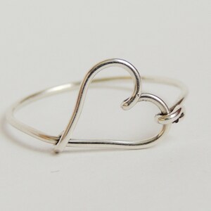 heart ring, love ring, heart sterling silver, wire ring image 3