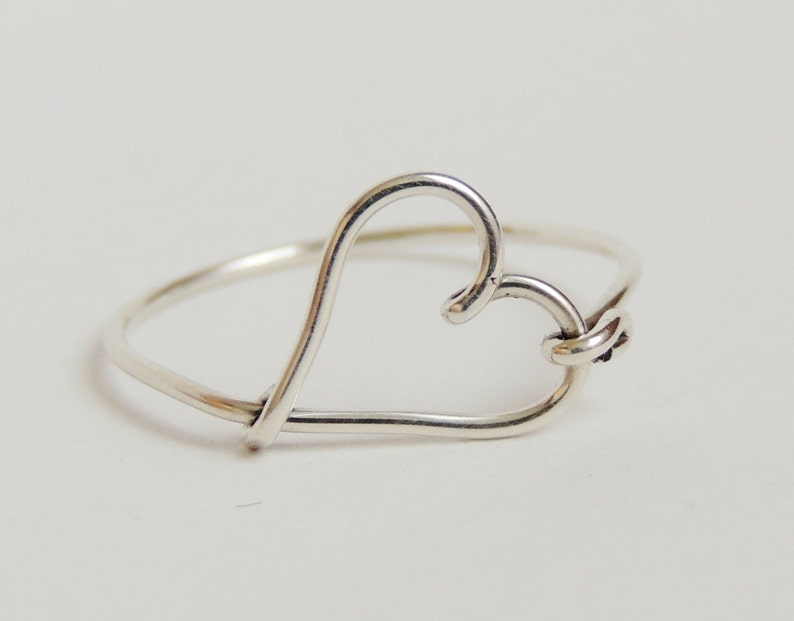 heart ring, love ring, heart sterling silver, wire ring image 3