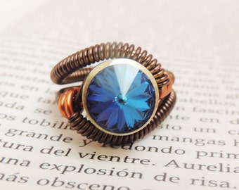 custom size steampunk ring jewelry- swarovski crystal - steampunk rings - handmade keoops8