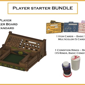 Daggerheart™ Compatible Accessory Bundles | Tracker Board, Condition Rings, Item Cards, Hexagonal Displays Player Starter
