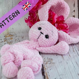 Crochet Bunny Lovey Pattern PDF / Plush Rabbit Snuggler / Baby Comforter / Amigurumi Plushie Tutorial Easy Beginner Toy