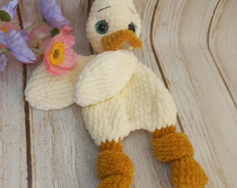 Padrão de crochê de pato, amigurumi, patinho e ganso de pelúcia (padrão em PDF em inglês). Patinho de pelúcia para aconchego, brinquedo para bebês, cobertor de segurança.