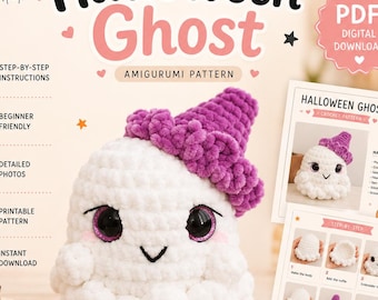 Halloween Ghost Crochet Pattern: Amigurumi Witch Hat PDF
