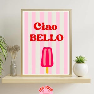 Pôster de morango feminino rosa, decoração de parede bem-humorada da Bretanha