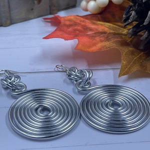 Handmade Aluminum Wire Earrings: Abstract Sterling Silver Earwire
