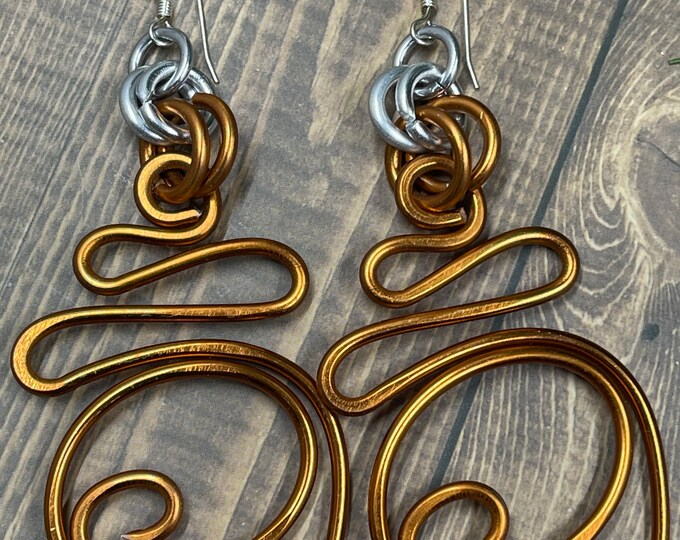 Copper Colored Anodized Aluminum Earrings With Sterling Silver Etsy