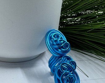 Turquoise Statement Cocktail Ring, Aluminum Wire Wrapped Ring, Handmade Custom and Made to Order