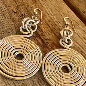 Silver Aluminum Wire Earrings: Handmade Abstract Sterling Earwire