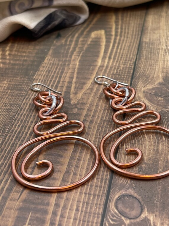 Copper Colored Anodized Aluminum Earrings With Sterling Silver Etsy