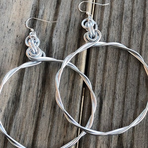 Handmade Twisted Aluminum Hoop Earrings: Sterling Silver Ear Wire