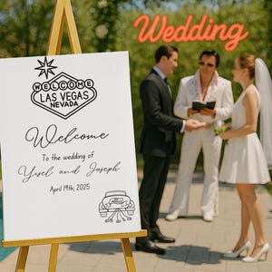 Letrero de bienvenida para boda en Las Vegas y paquete completo de señalización