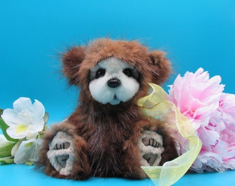 Up cycled Mink Artist Jointed Teddy Bear Cub OOAK Handmade,  Ella