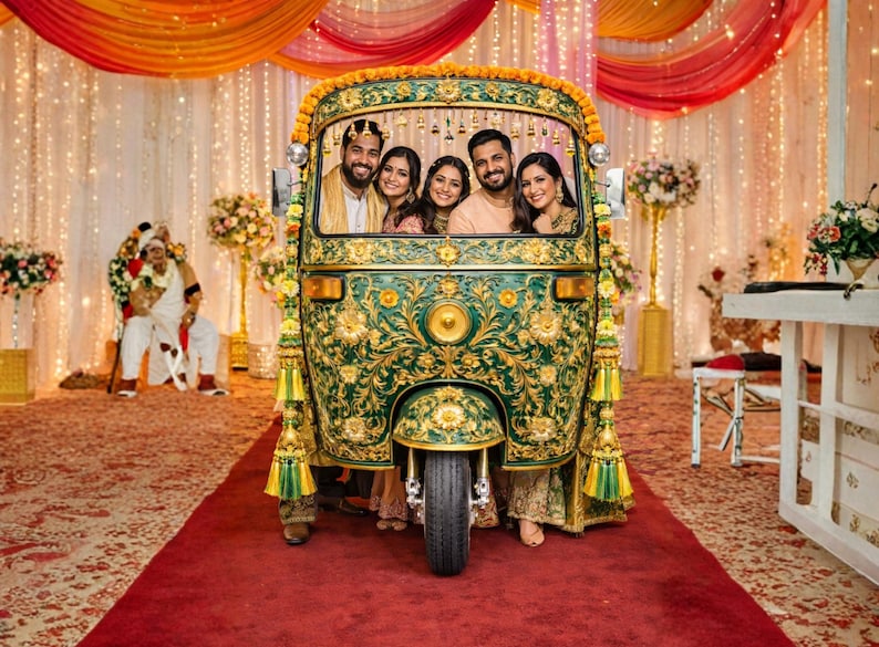 Desi Wedding Rickshaw Photo Booth Backdrop Printable PNG and PDF File ...