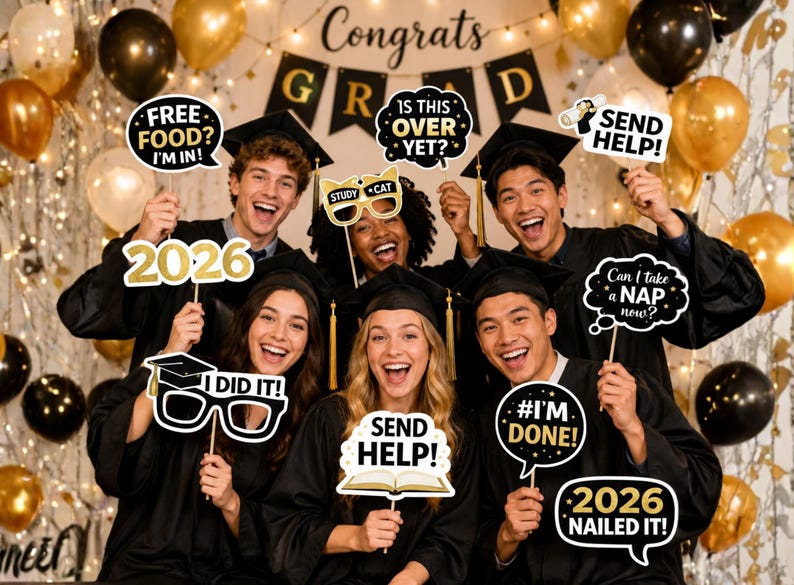 Graduation Photo Props 2026 | Printable PNG & PDF Booth Signs - Etsy