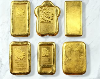 Barra de lingote bañada en oro, variedad de 5 pesos diferentes