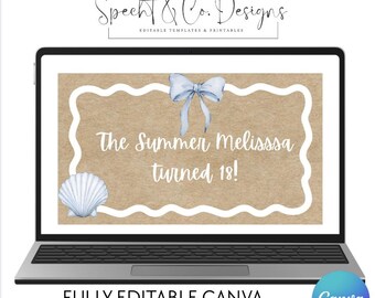 The Summer I Turned Pretty Birrthday Editable Banner Mockup Template | Canva Digital Download | DIY Painted Banner Design | Project & Paint