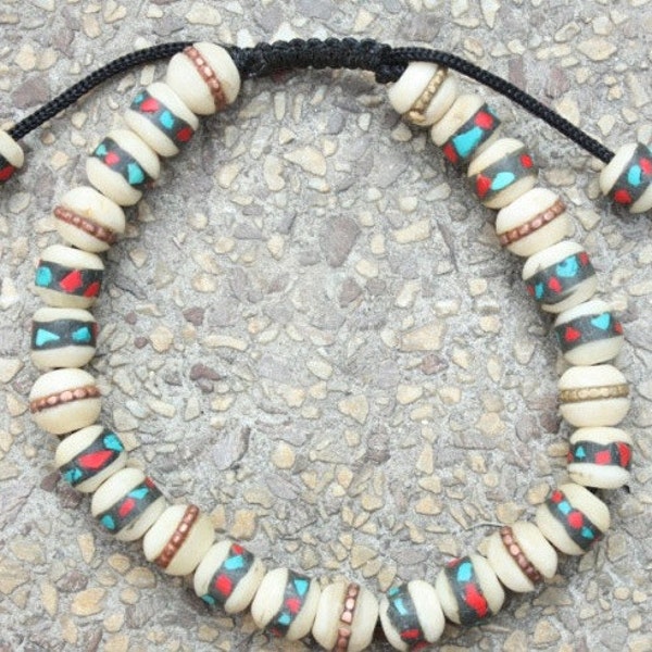 TIBETAN Medicine Wrist BONE White MALA Unisex Adjustable