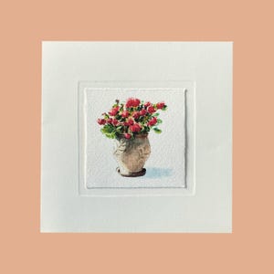 Handmade art card with geraniums Greeting card flowers Greeting card with blank inside and envelope Birthday greeting card