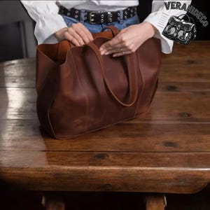 Große Leder Tote Bag für Frauen – Handgemachte Schulter Arbeitstasche – Klassische Bucket Geldbörse mit Langen Henkeln – Jeden Tag Leder Handtasche