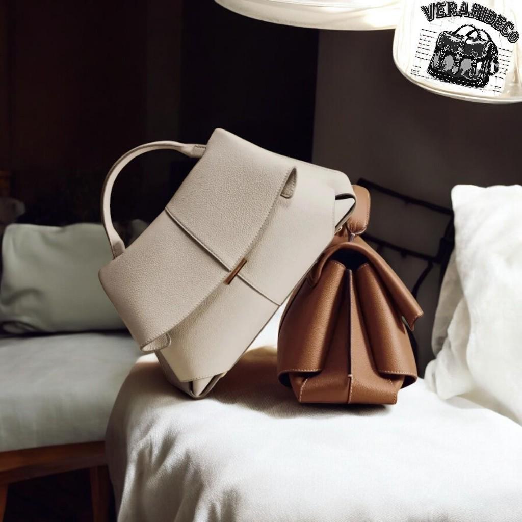 Elegant Leather Handbag: Handmade Top Handle Shoulder Bag