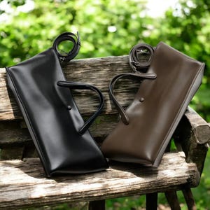 Handgefertigte Einkaufstasche aus veganem Leder – Große Schultertasche für Pendler – Langlebige Ledertasche für den Alltag