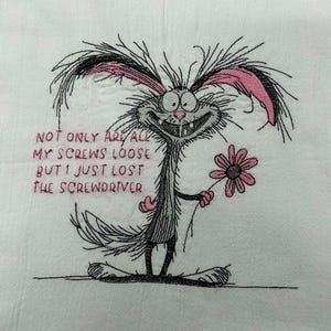 Crazy Rabbit Funny Quote Machine Embroidery Design, Sarcastic Mental Health Embroidery, Digital PES DST