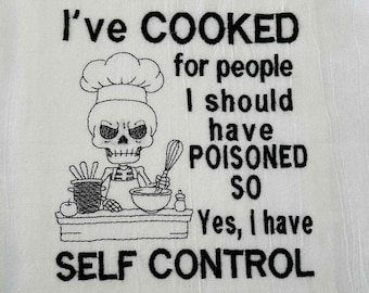 Grappig skelet chef-kok borduurontwerp, sarcastische keukencitaat, humoristische chef-kok gezegde (PES zomertijd-bestanden)