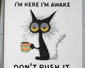 Don't Push It Funny Cat-borduurontwerp, citaat sarcastische kat, digitale PES zomertijdbestanden