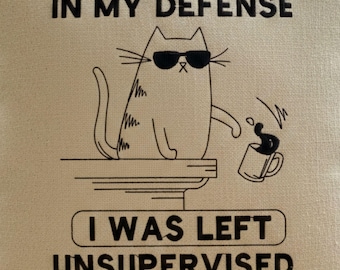In My Defense Cat Quote Machine-borduurontwerp, humoristisch dieren gezegde, PES DST-bestanden