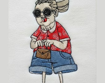 Sassy Granny Embroidery Design Sarcastic Grandma Machine Embroidery, Funny Old Woman, PES DST Files