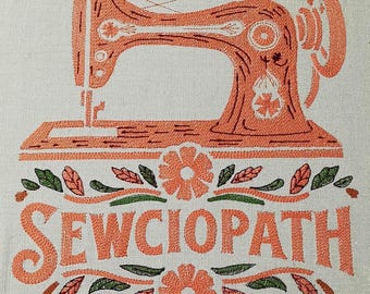 Sewciopath grappige woordspeling naaimachine borduurontwerp, vintage bloemenmachine, digitale PES DST-bestanden