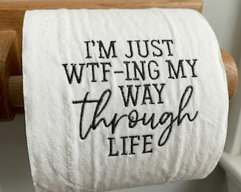 Wtf-ing My Way grappig badkamer citaat borduurontwerp, humoristisch toilet gezegde, machineborduurbestanden