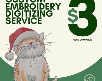 Custom borduurdigitaliseringsservice, logo naar borduurbestand, digitale PES DST