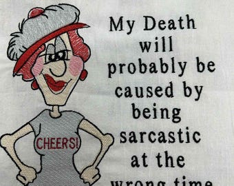 Grappige oude dame citaat borduurwerk ontwerpen, gekke vrouw zegt, humoristische oma machineborduurbestanden