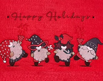 Gnome Happy Holidays borduurwerk ontwerpen schattig Merry Christmas kabouter patroon feestelijke vakantie seizoen Xmas Stitch bestanden Instant Download PES Zomertijd