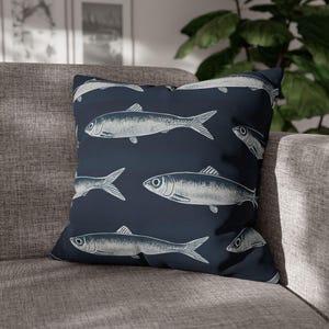 Nautical Fish Print Pillowcase: Coastal Beach House Decor